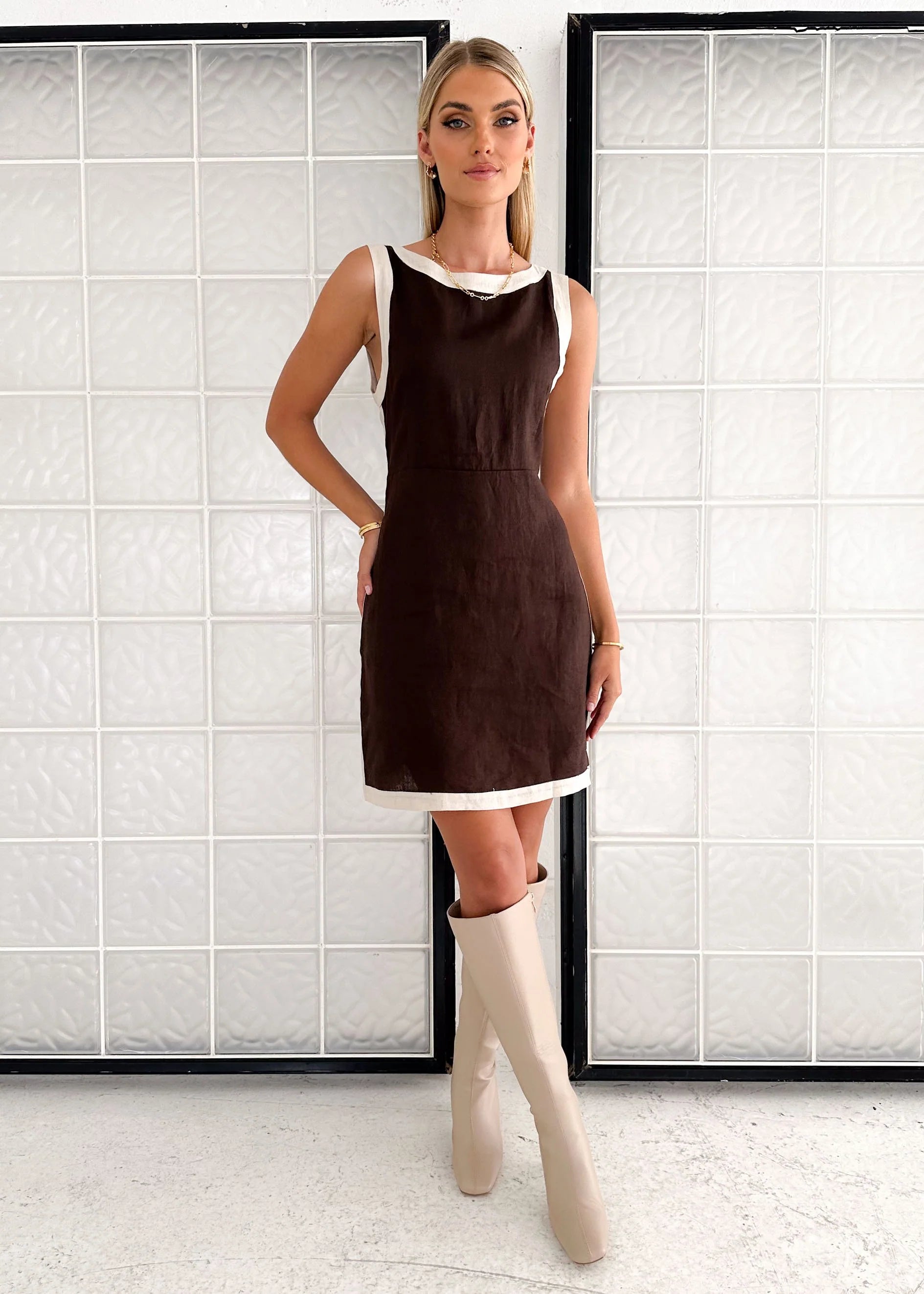 Vanda Linen Dress - Chocolate