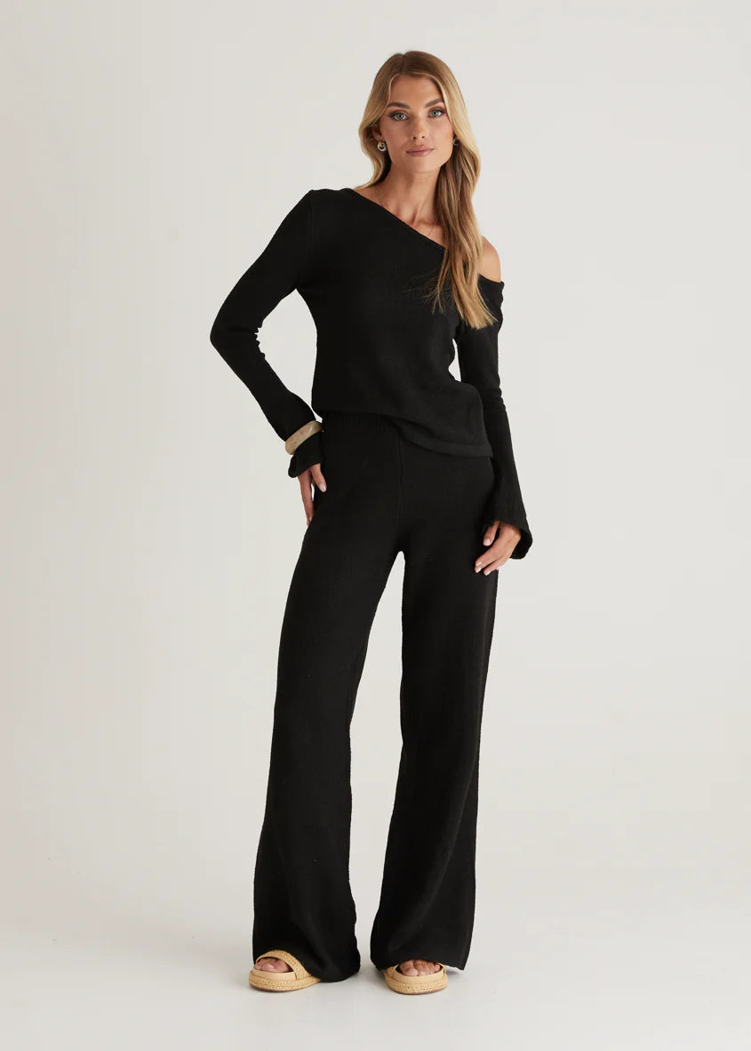 Ivy One Shoulder Top - Black