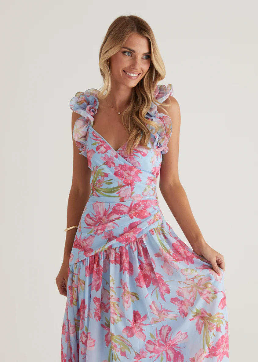 Lucine Maxi Dress - Blue Floral