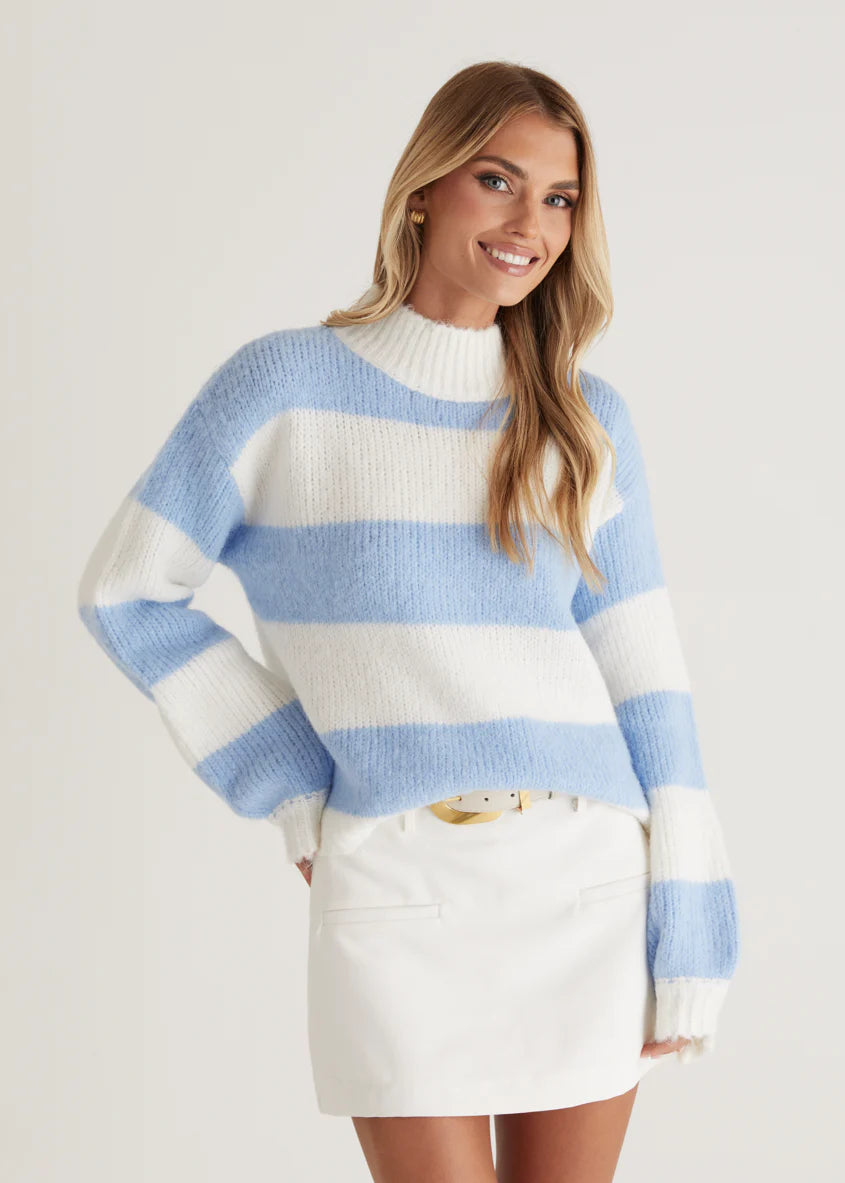 Sherpa Sweater - Blue Stripe