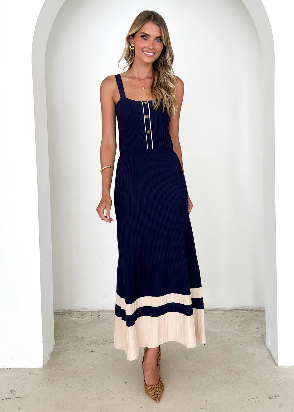 Daphne Knit Midi Dress - Navy