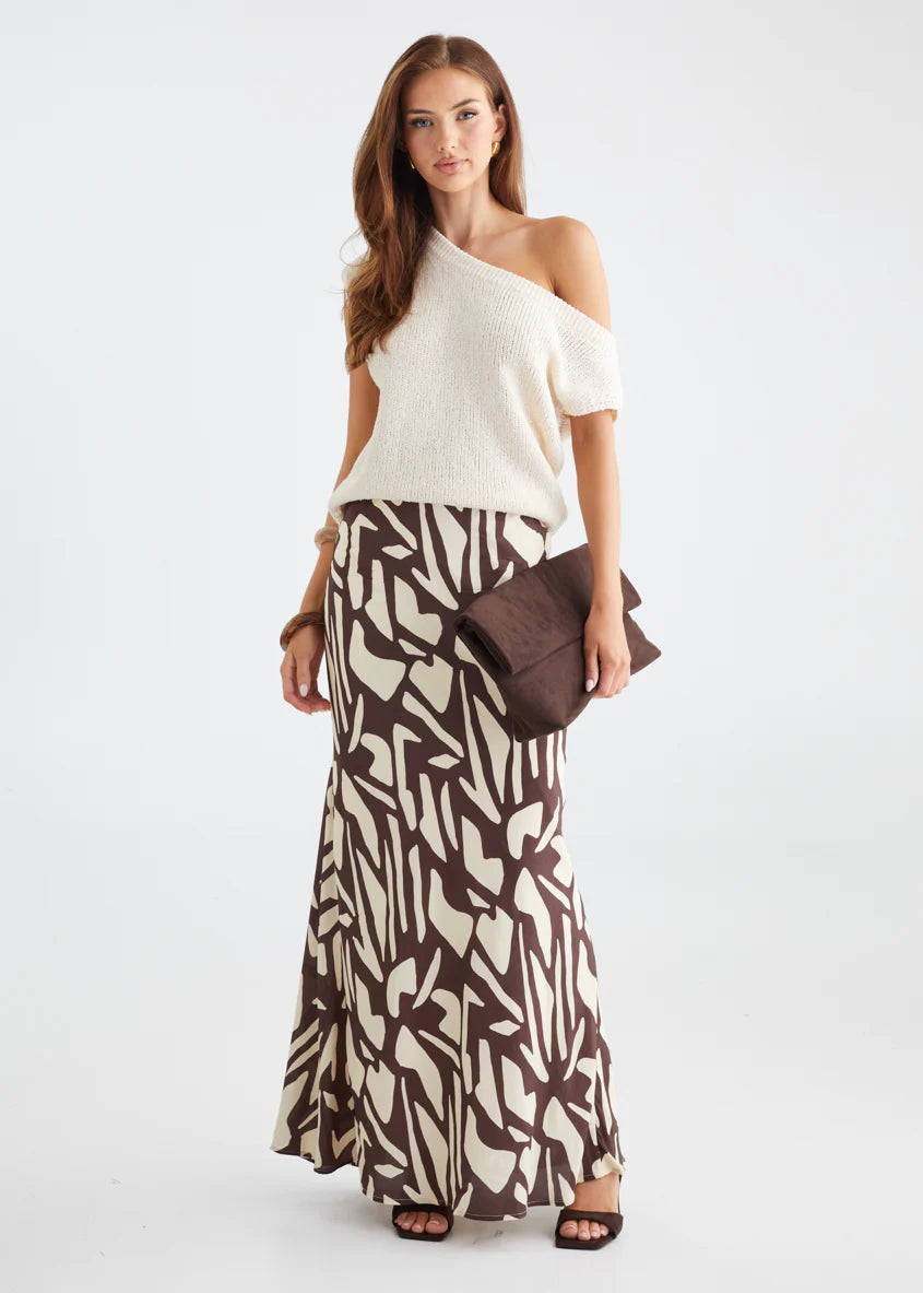 Vance Maxi Skirt - Choc Vanilla