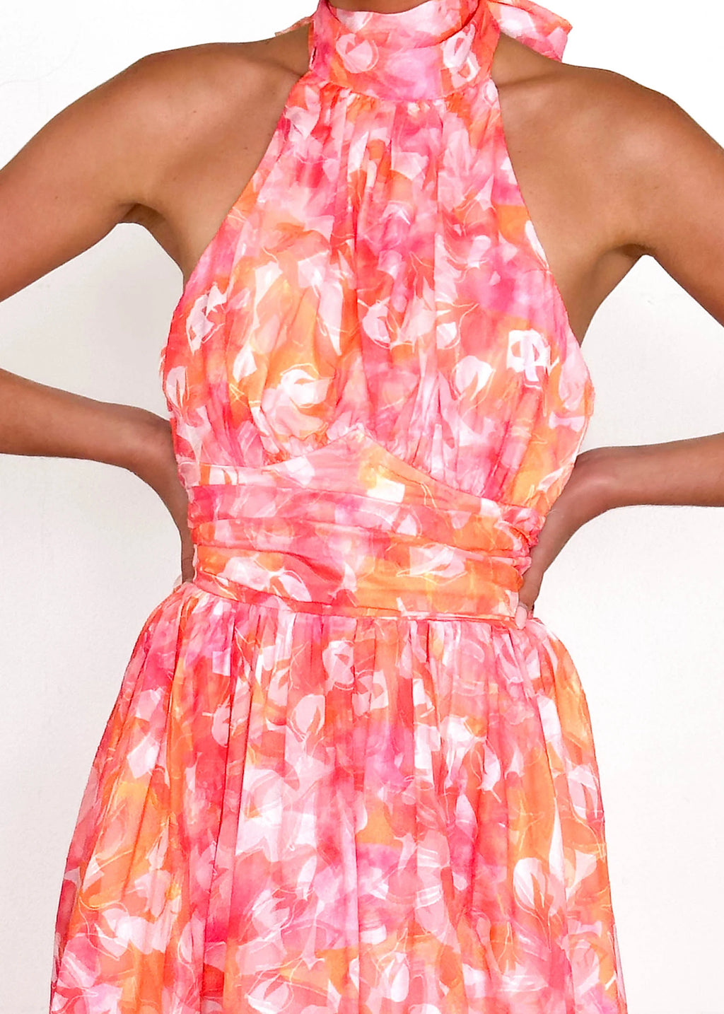 Ohio Halter Maxi Dress - Pink Splash