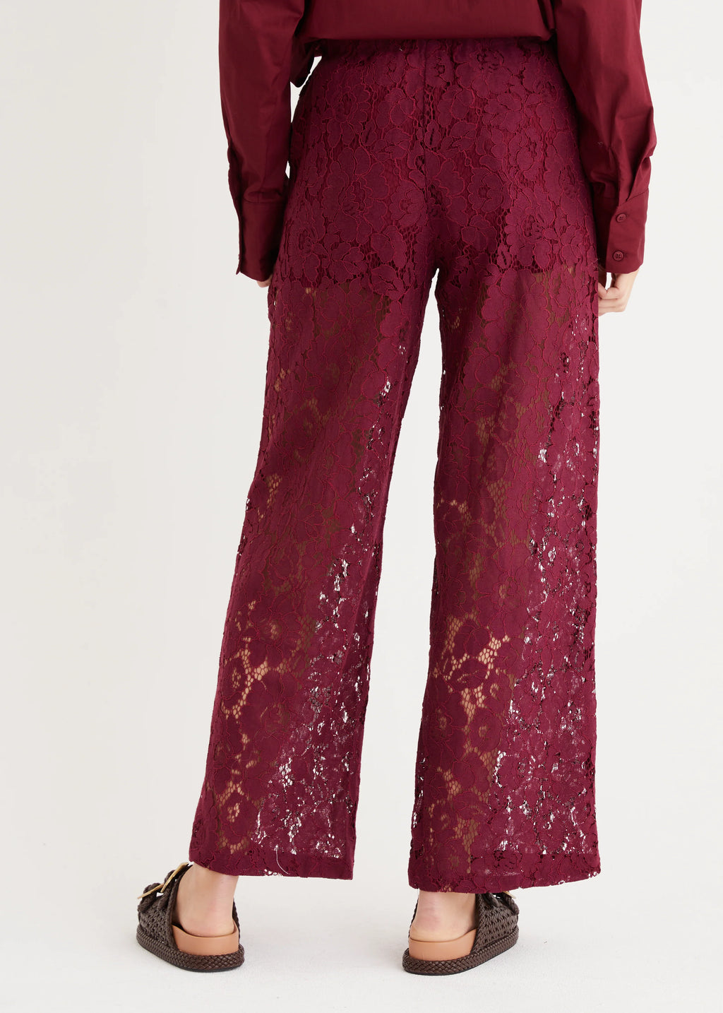 Amelia Lace Pants - Wine