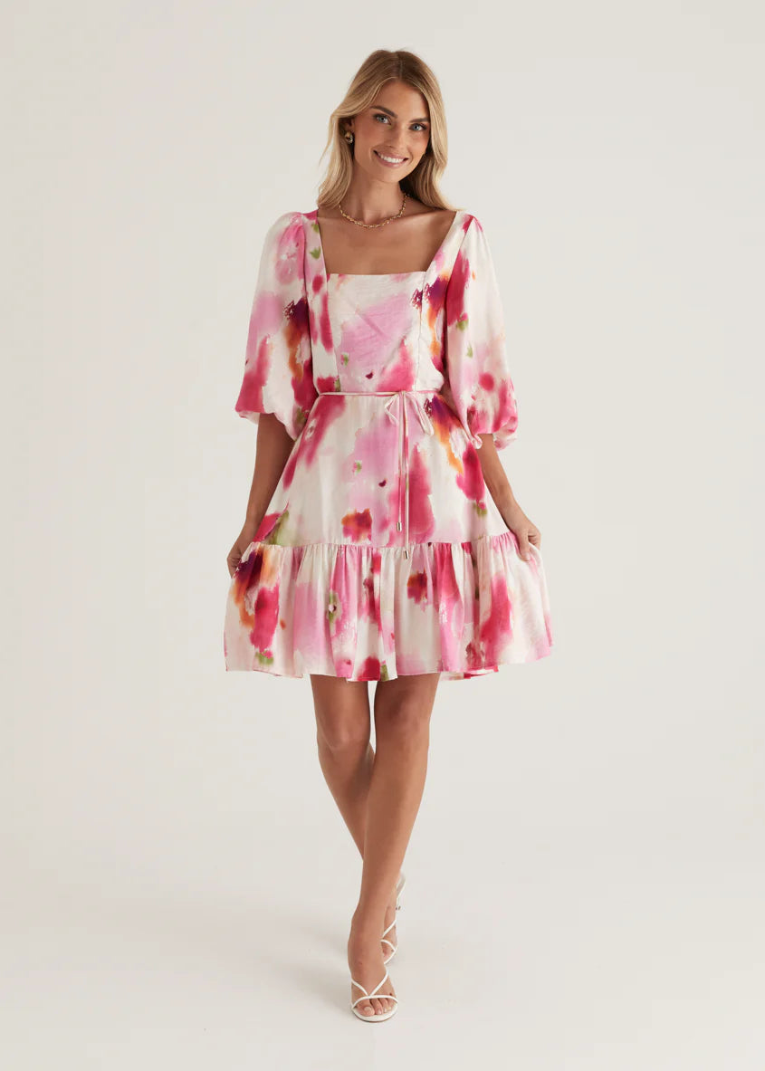 Namisha Dress - Pink Watercolour
