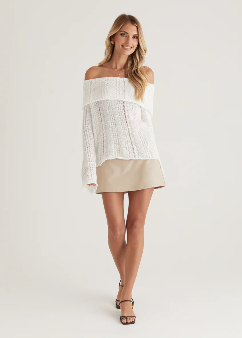 Lucy Off Shoulder Sweater - Off White