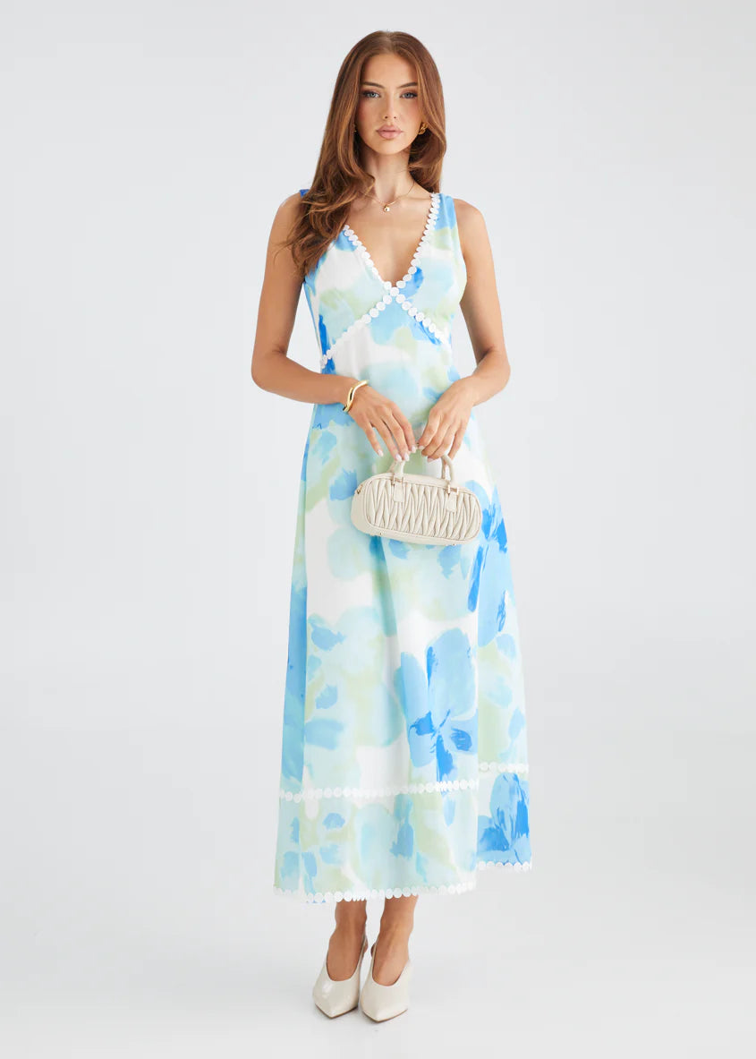 Atlas Maxi Dress - Blue Watercolour