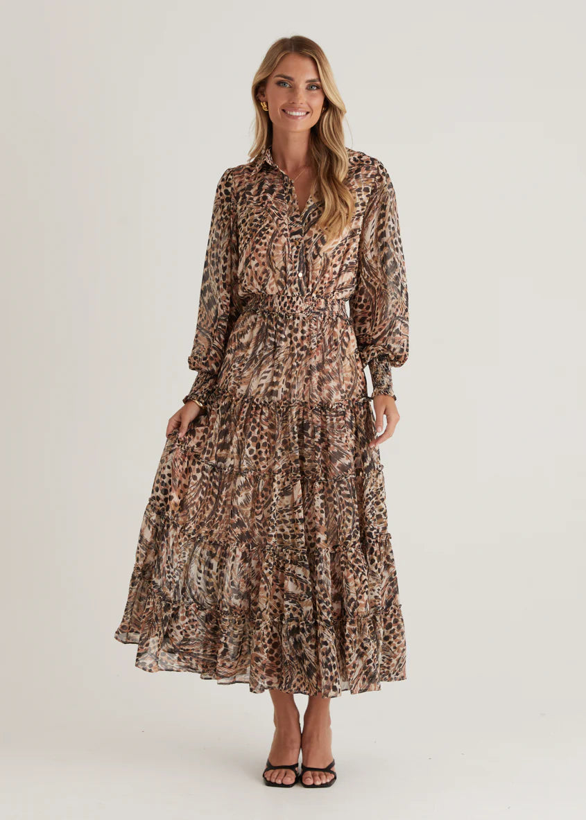 Brigette Maxi Dress - Peach Feather