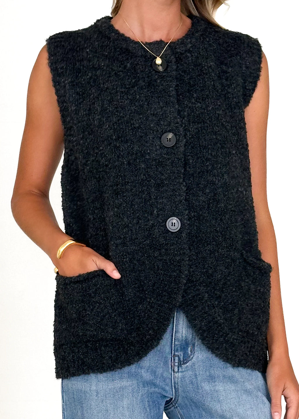 Tarragon Knitted Vest - Black