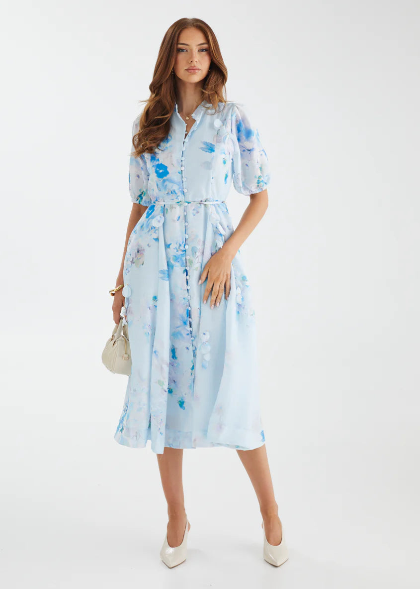 Nikita Midi Dress - Blue Floral