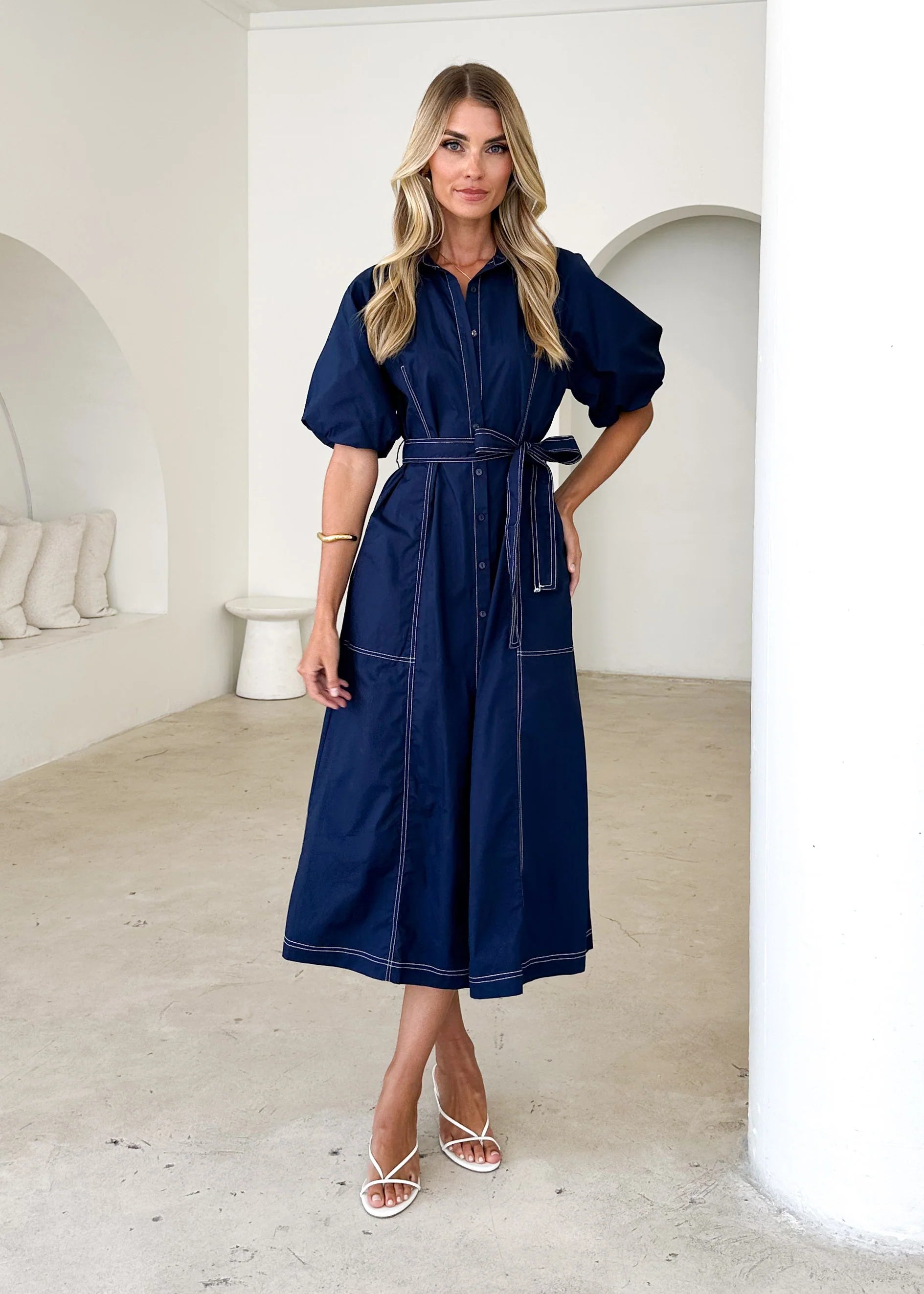 Pintura Midi Dress - Navy