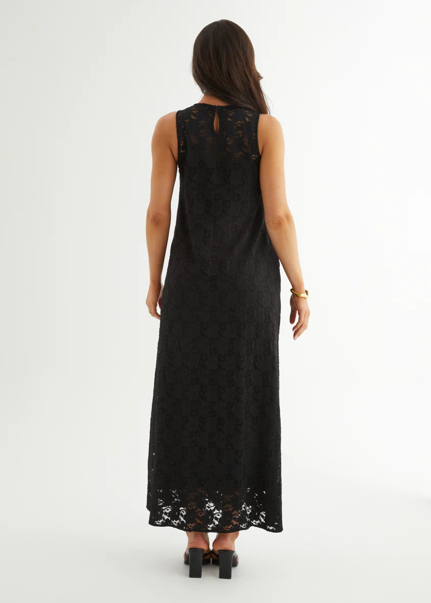 Aneika Lace Maxi Dress - Black