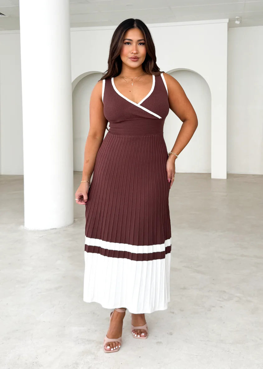 Radiate Knit Midi Dress - Chocolate