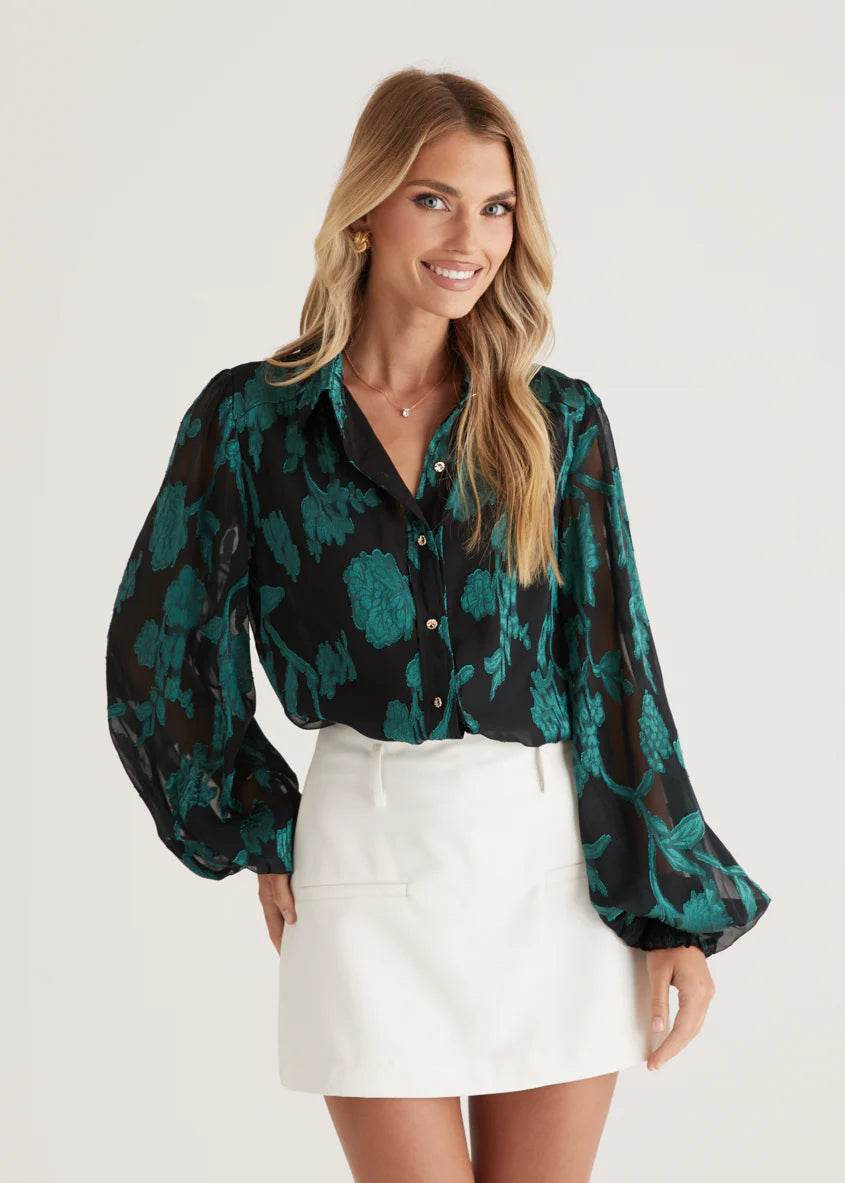 Avril Shirt - Emerald Floral
