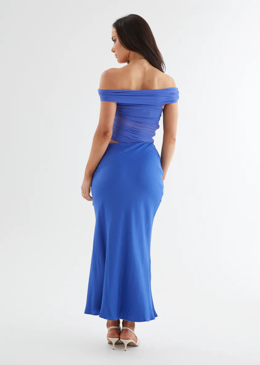 Sapphira Off Shoulder Maxi Dress - Azure