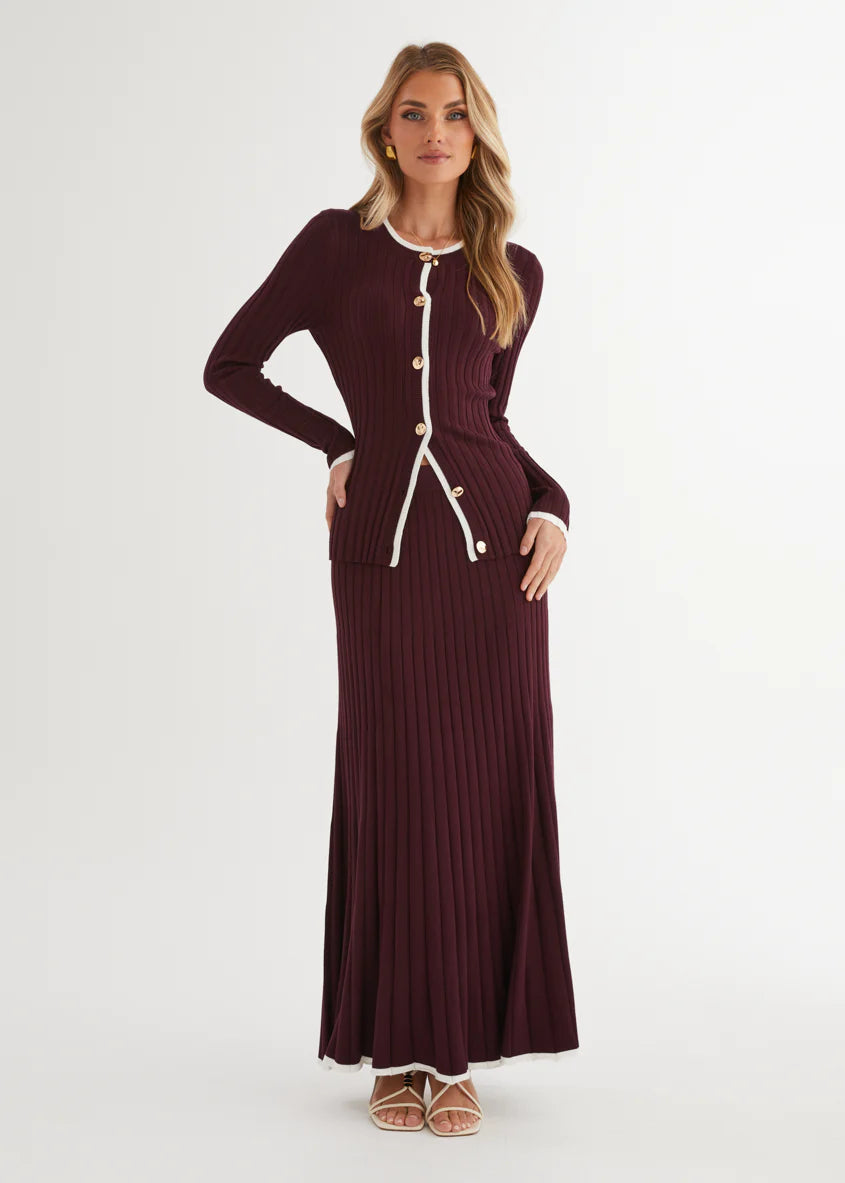 Coogee Knit Midi Skirt - Plum