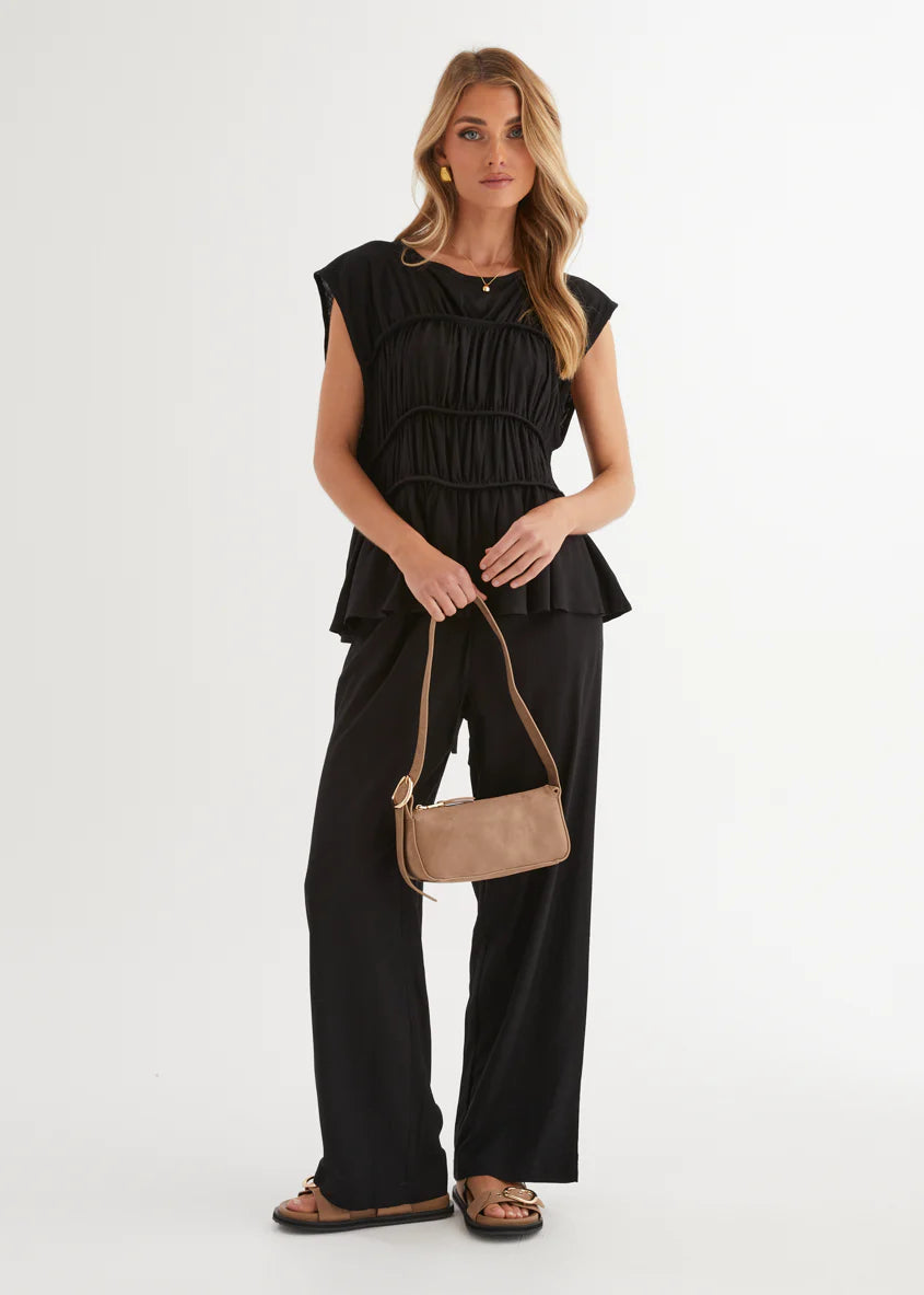 Sunstone Pleated Top - Black