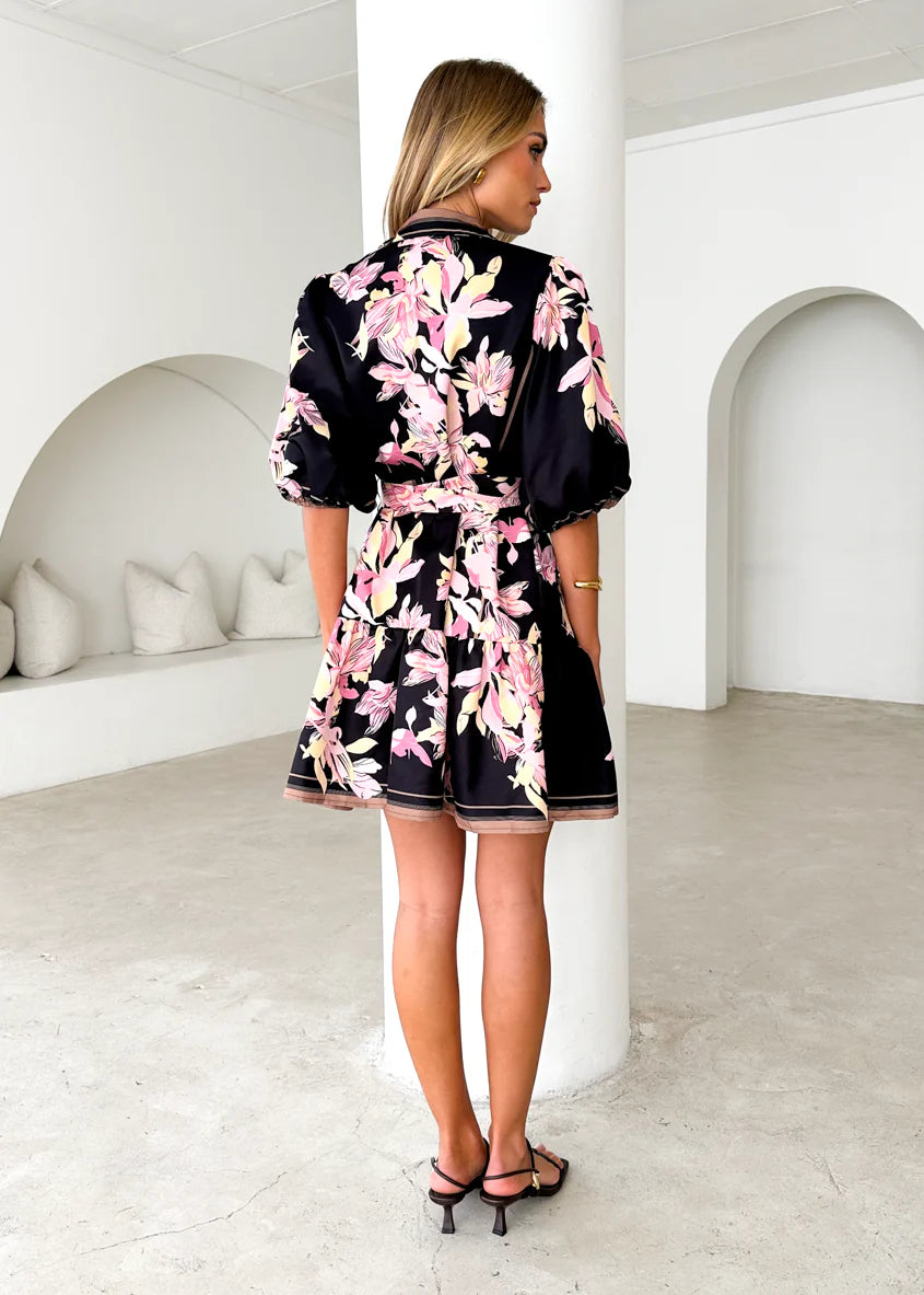 Stephenia Dress - Black Floral