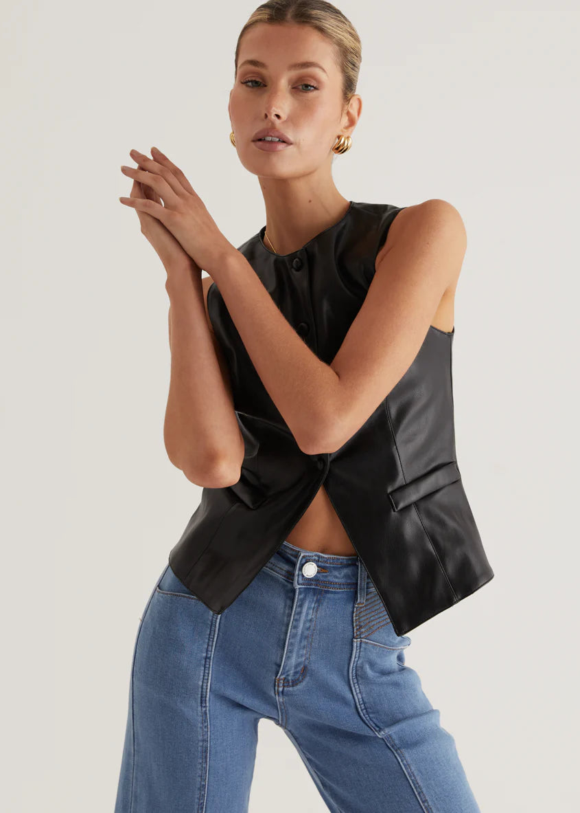 Kensington PU Vest - Black