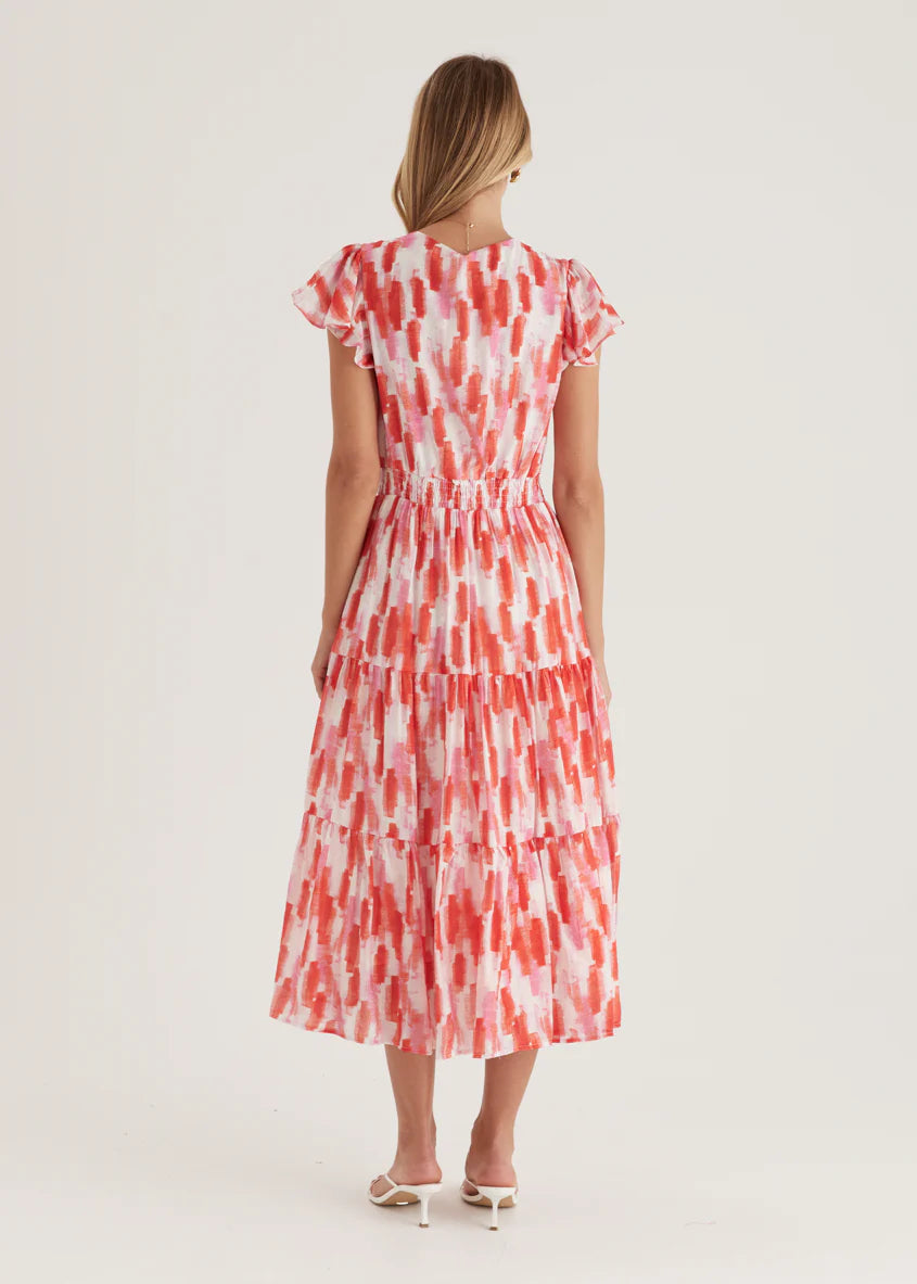 Gatsby Midi Dress - Red Splash