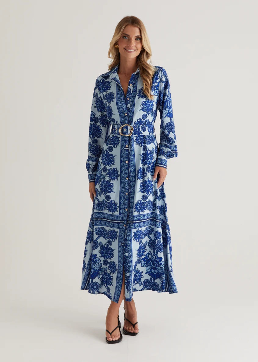 Eventide Maxi Dress - Blue Floral
