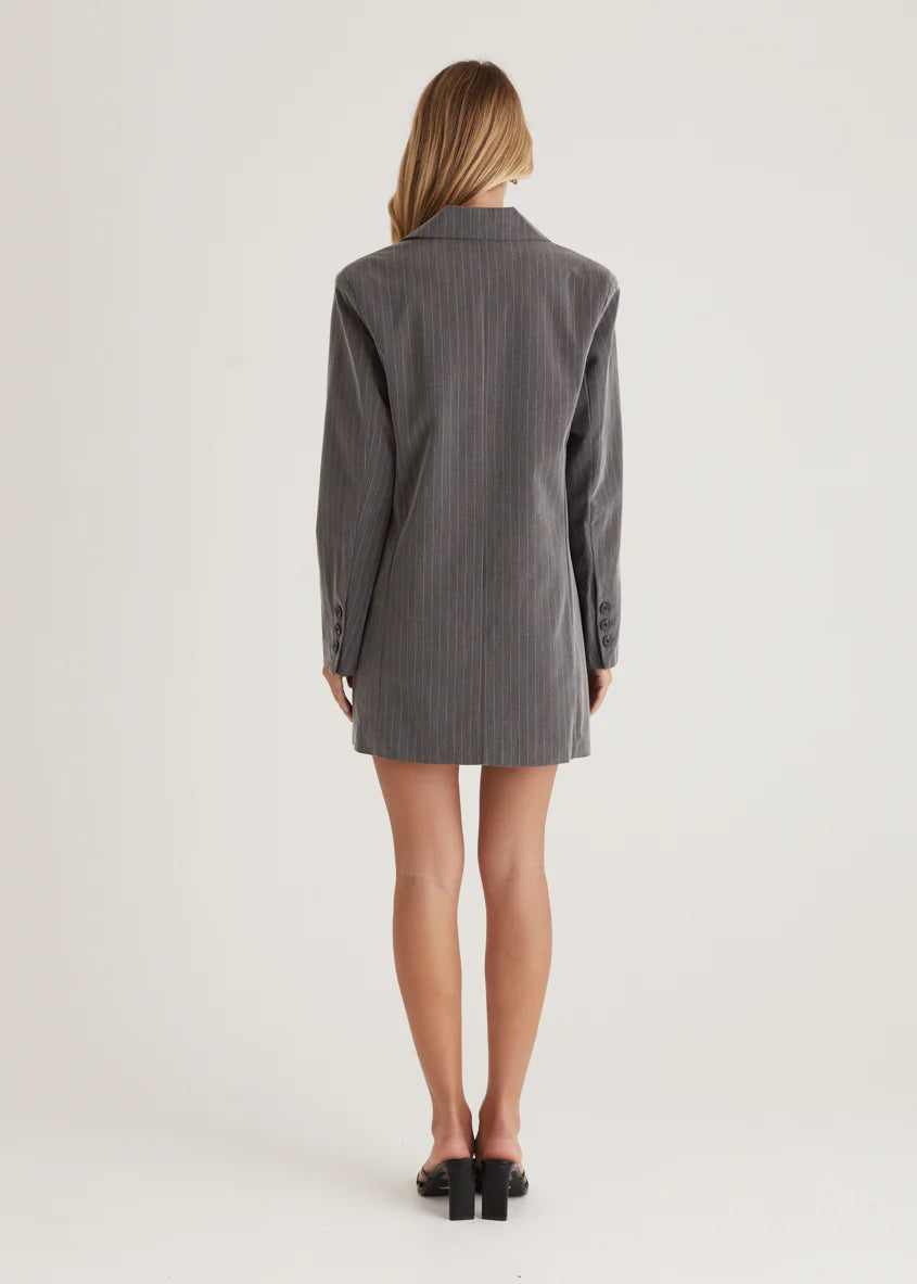 Bounty Blazer Dress - Charcoal Pinstripe