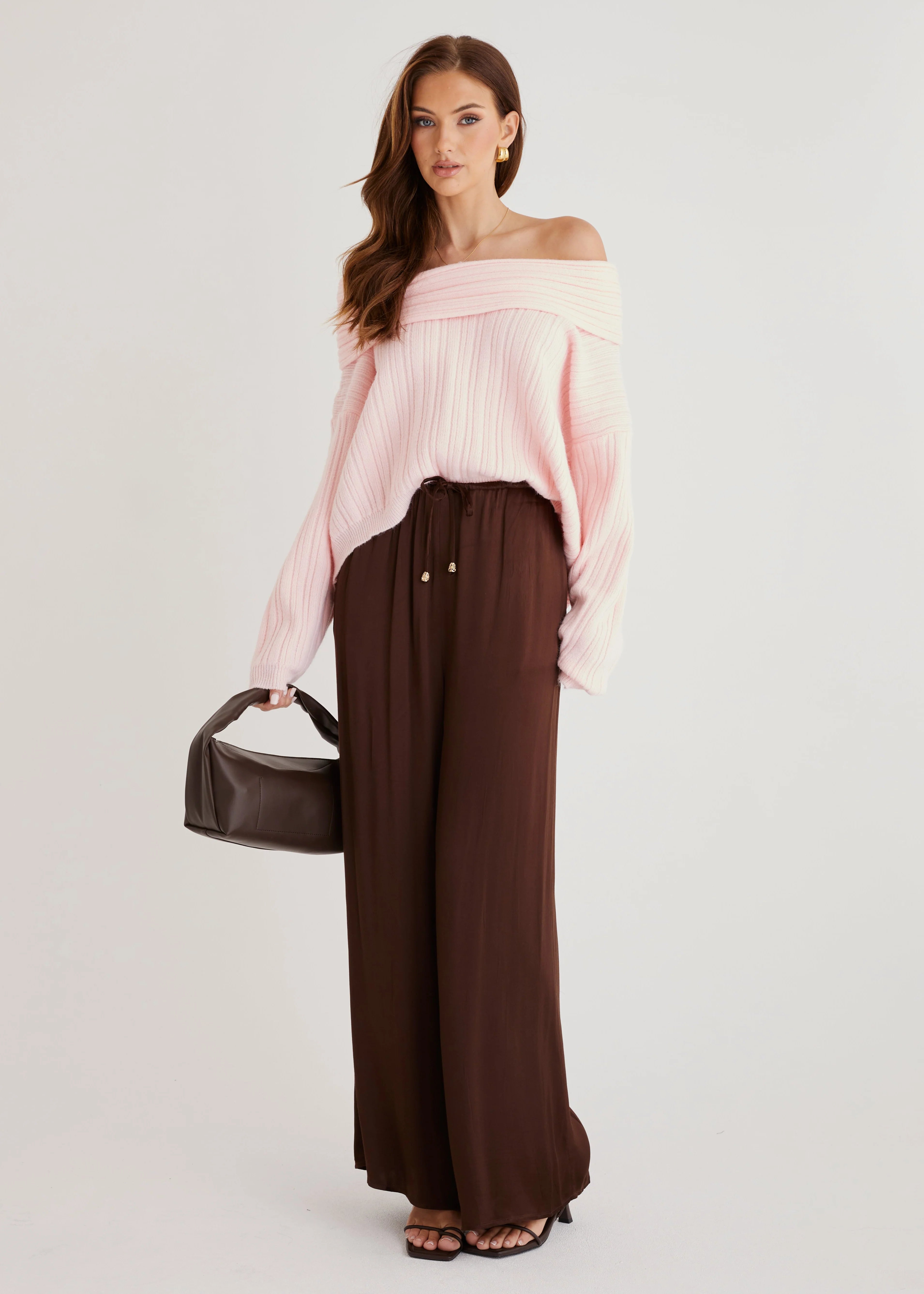 Shiloh Off Shoulder Sweater - Pink