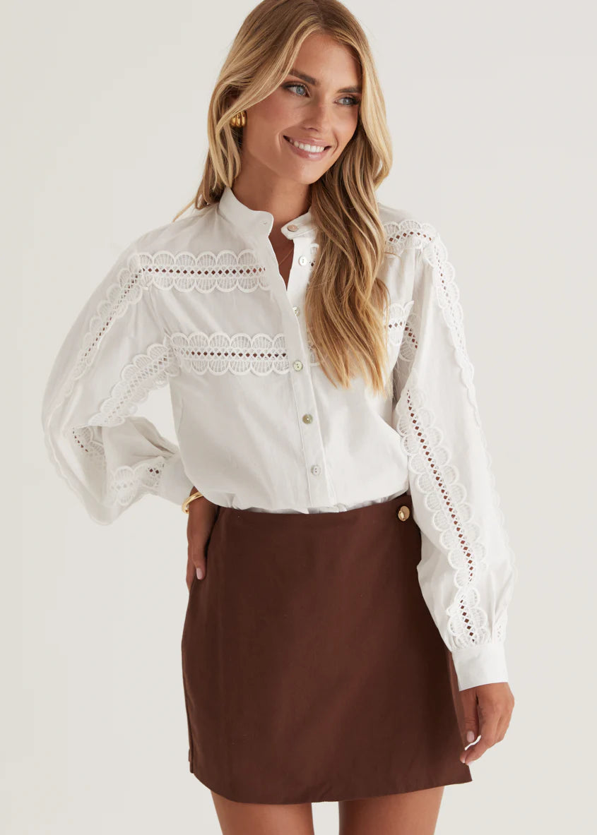 Betty Embroidered Shirt - Off White
