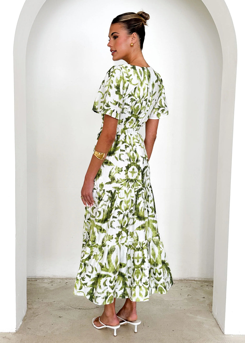 Valley Midi Dress - Green Abstract