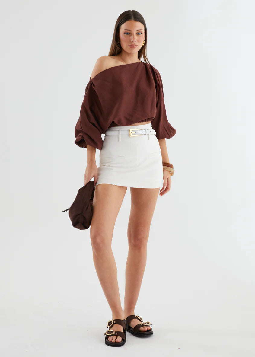 Marlowe Drop Shoulder Top - Chocolate