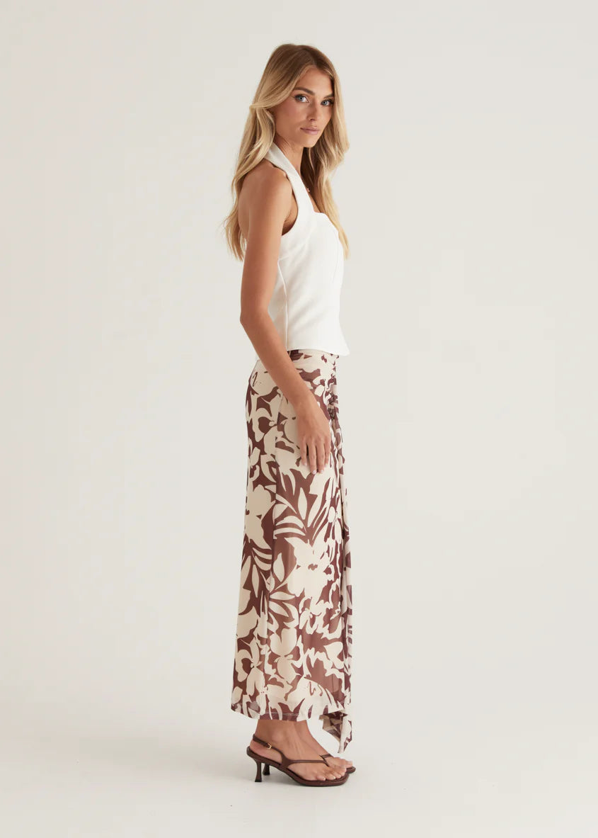 Eyso Mesh Maxi Skirt - Choc Flowers