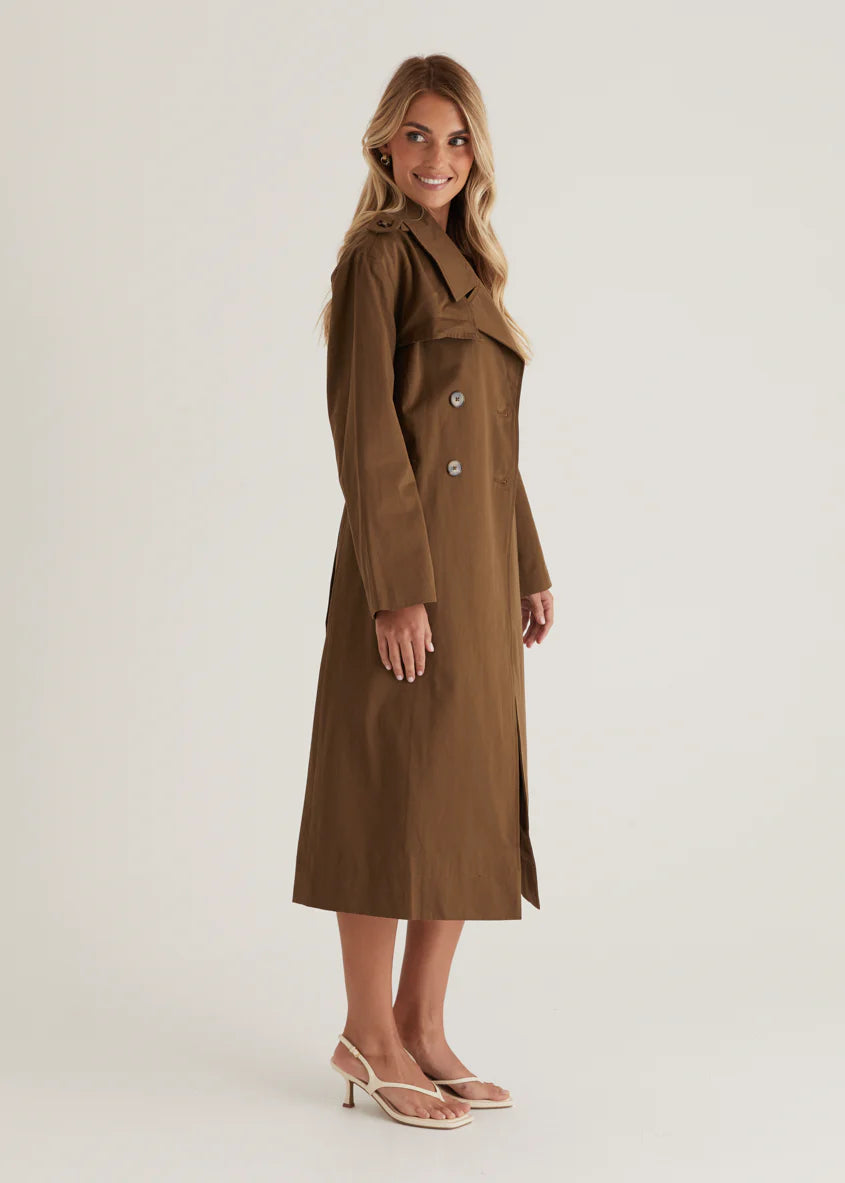 Lexxia Trench Coat - Dark Khaki