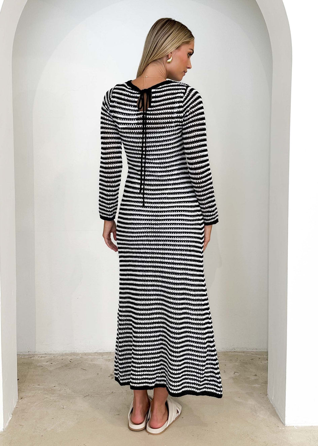 Kralta Knit Maxi Dress - Black Stripe
