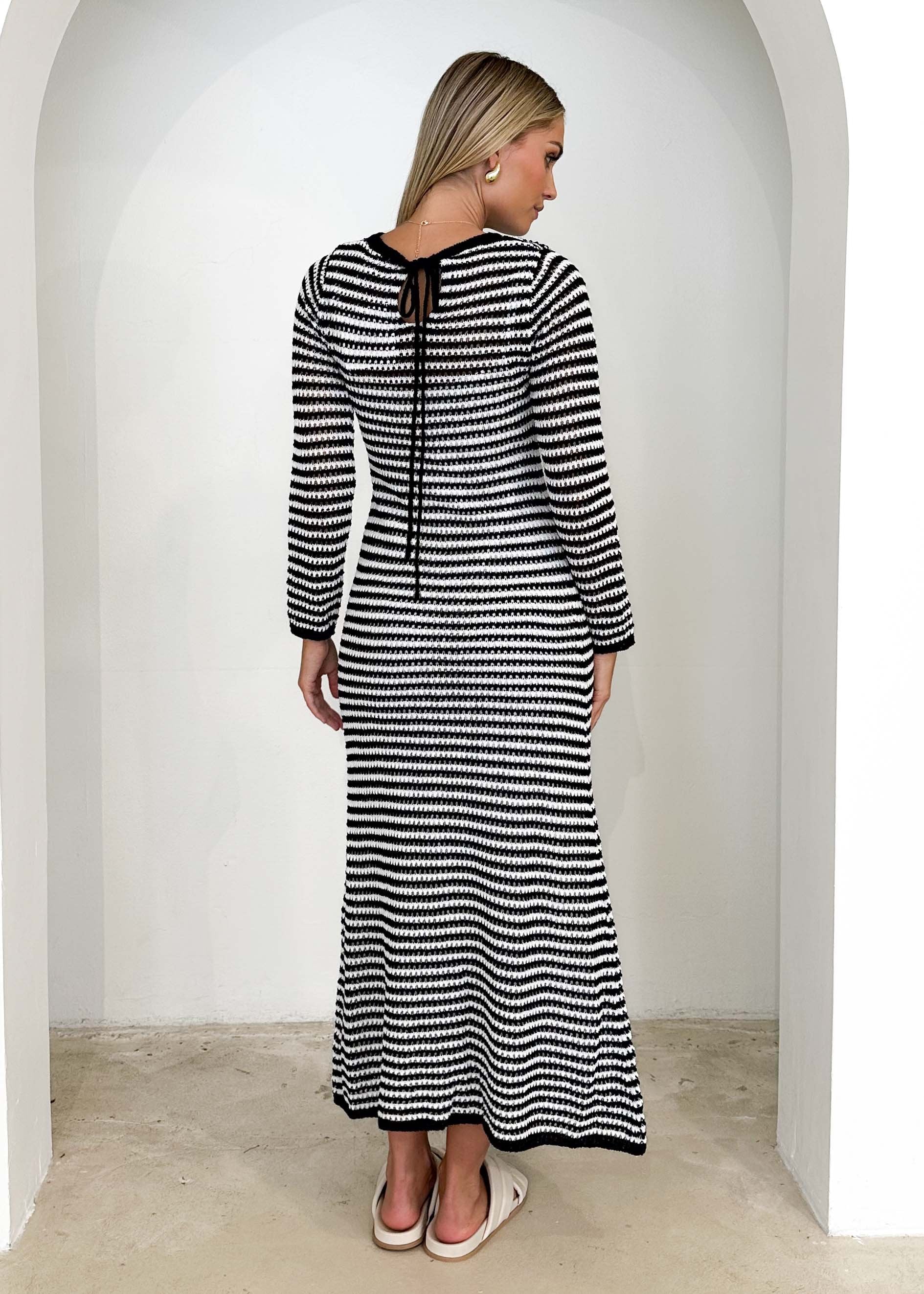 Kralta Knit Maxi Dress - Black Stripe