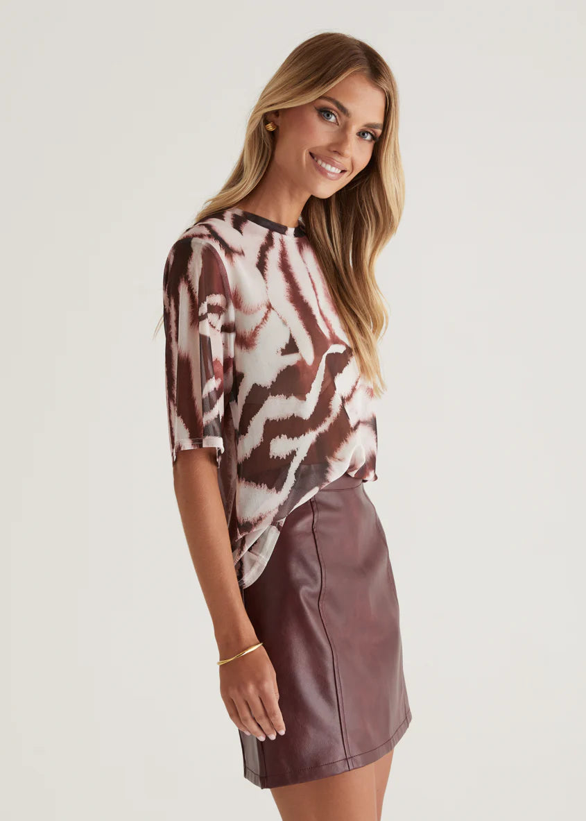 Arrabelle PU Skirt - Wine