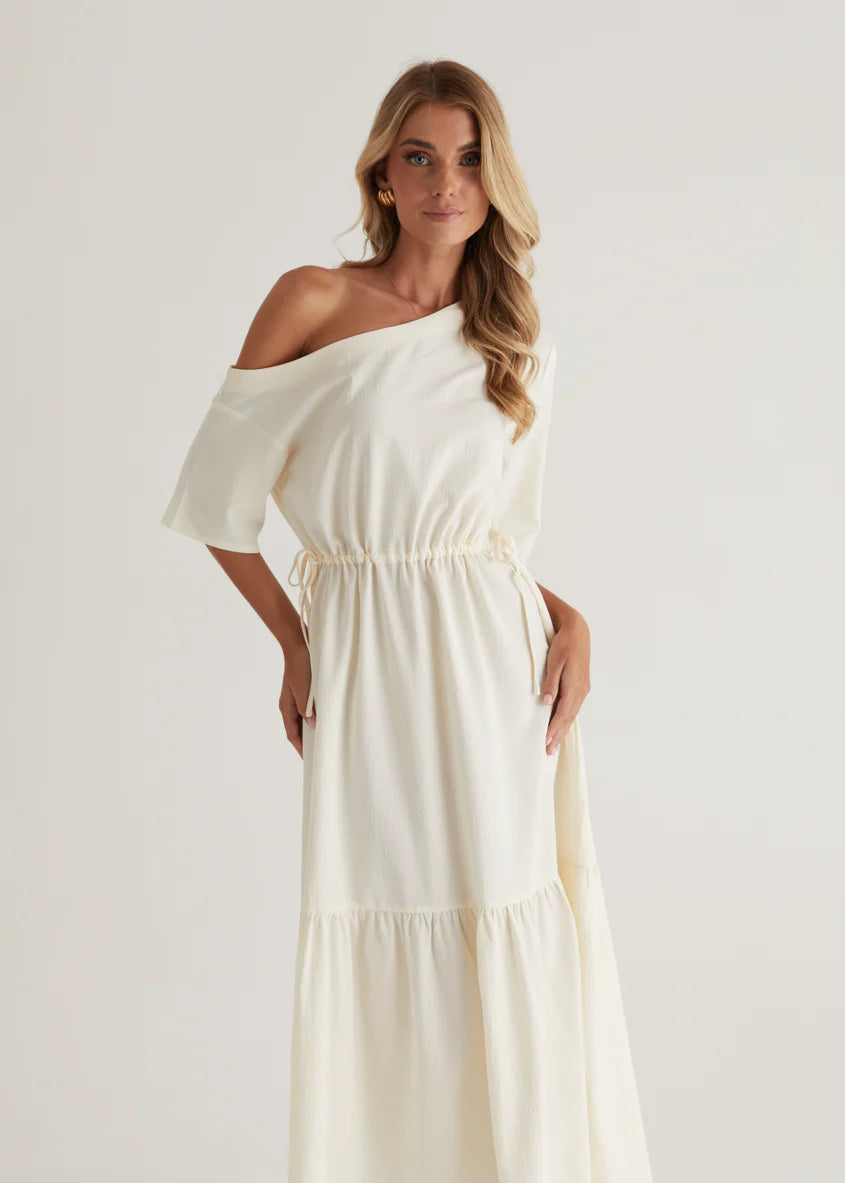 Loren Drop Shoulder Maxi Dress - Cream