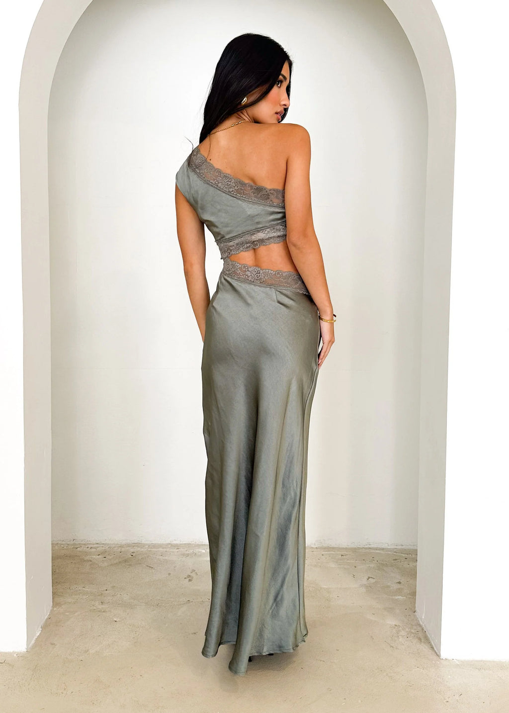 Sakshi One Shoulder Maxi Dress - Khaki
