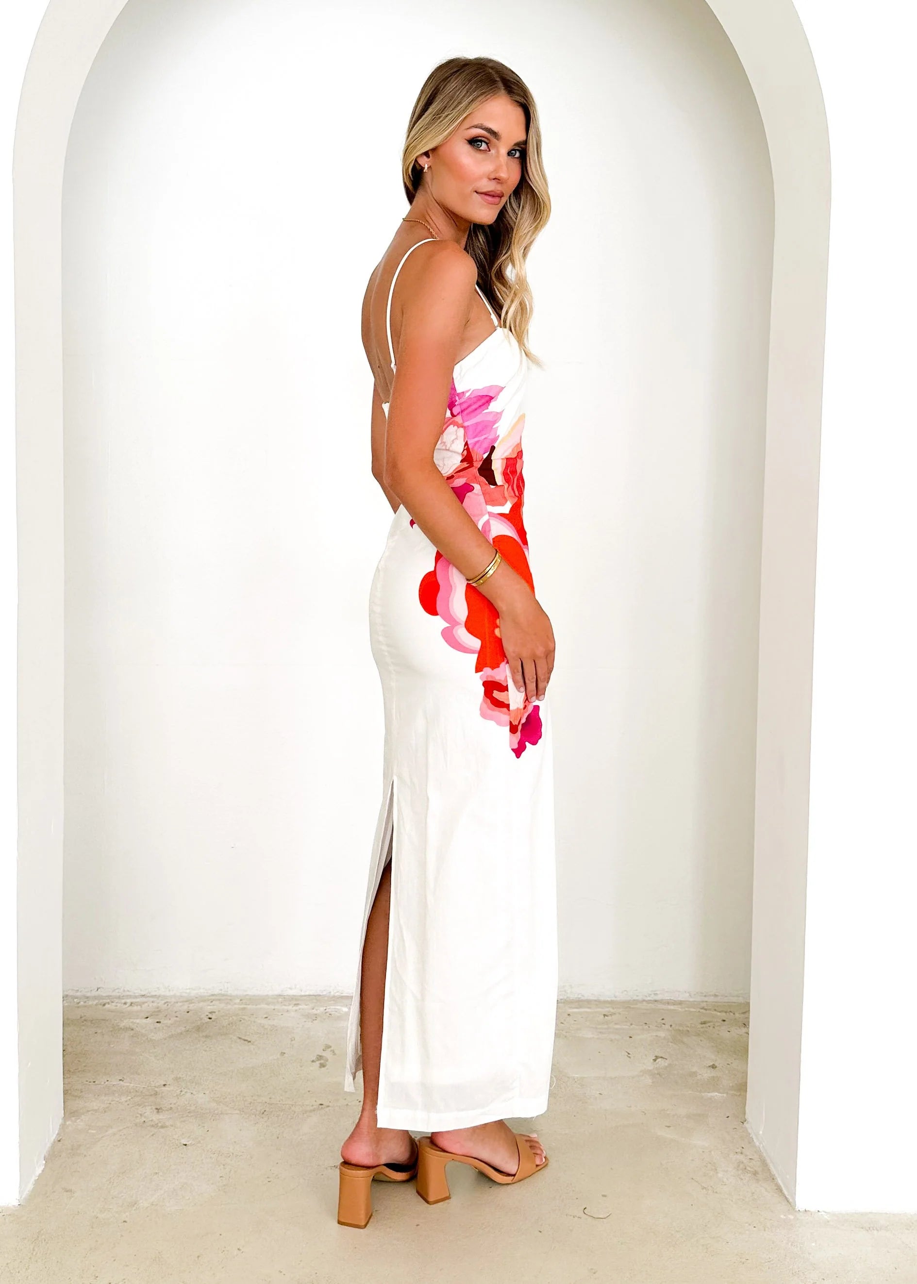 Maria Midi Dress - Sunset Botanical