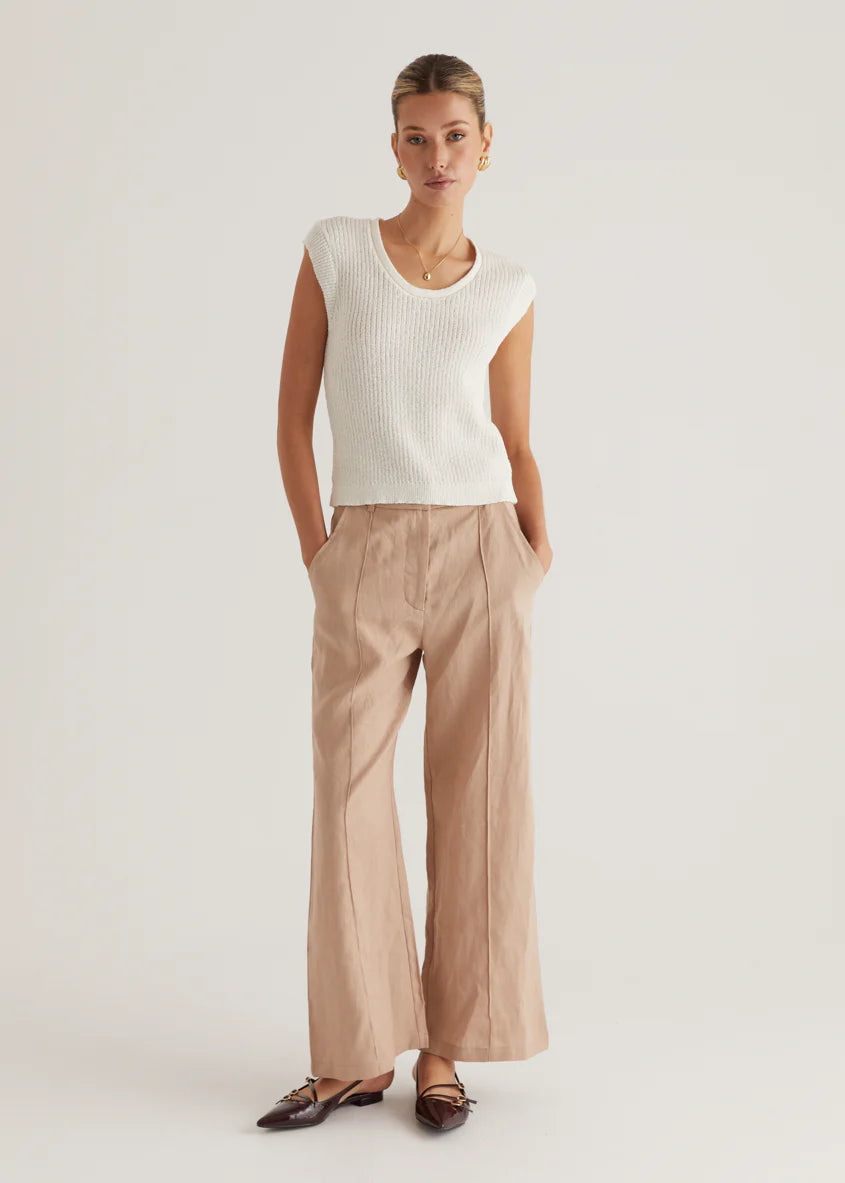 Thalia Linen Pants - Taupe