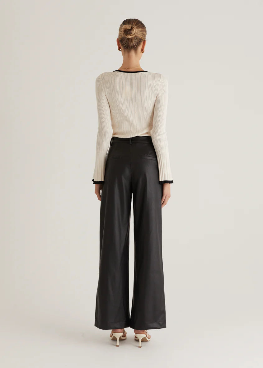Karley PU Wide Leg Pants - Black