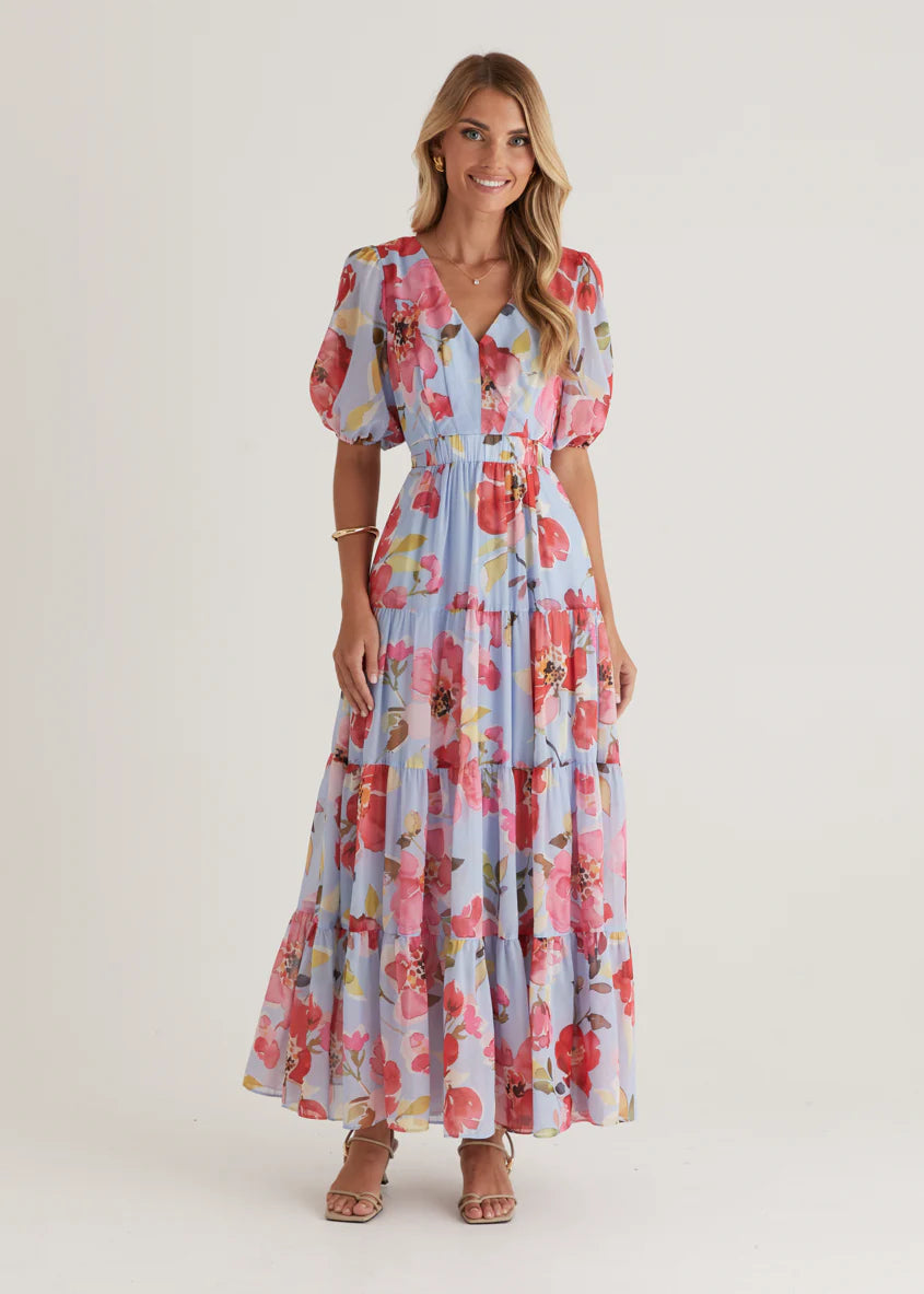 Casablanca Maxi Dress - Blue Floral