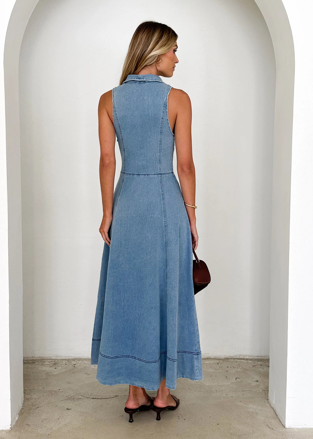 Brighton Denim Maxi Dress - Blue