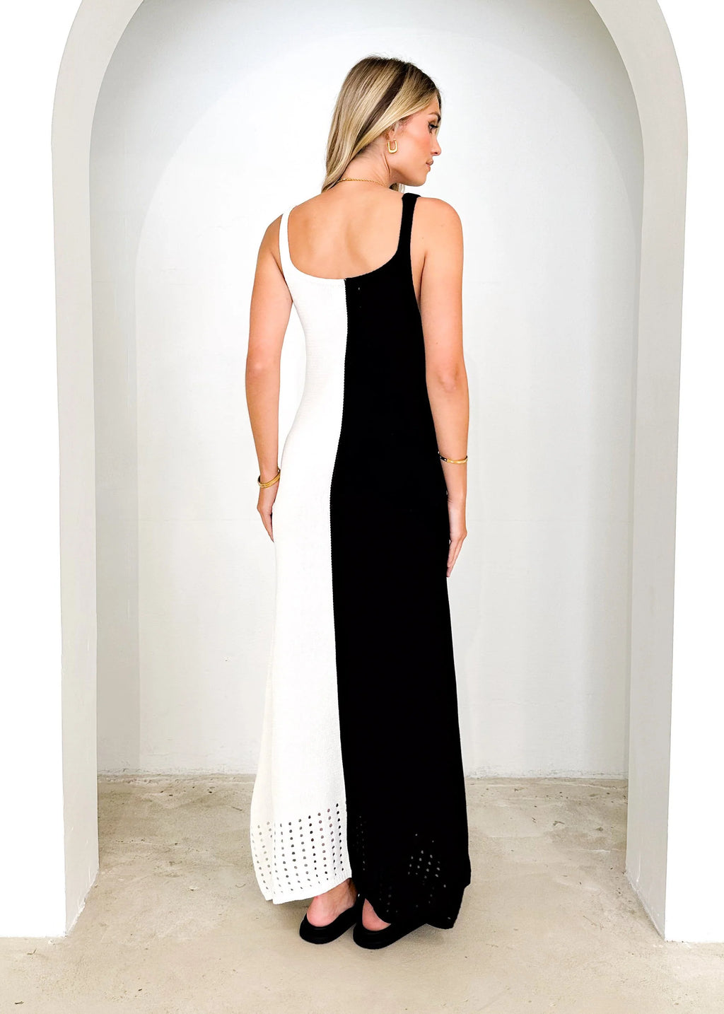 Karney Crochet Maxi Dress - Black Splice