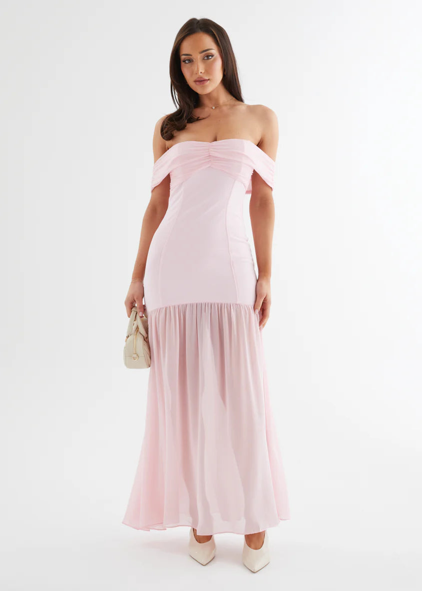 Tilly Off Shoulder Maxi Dress - Soft Pink