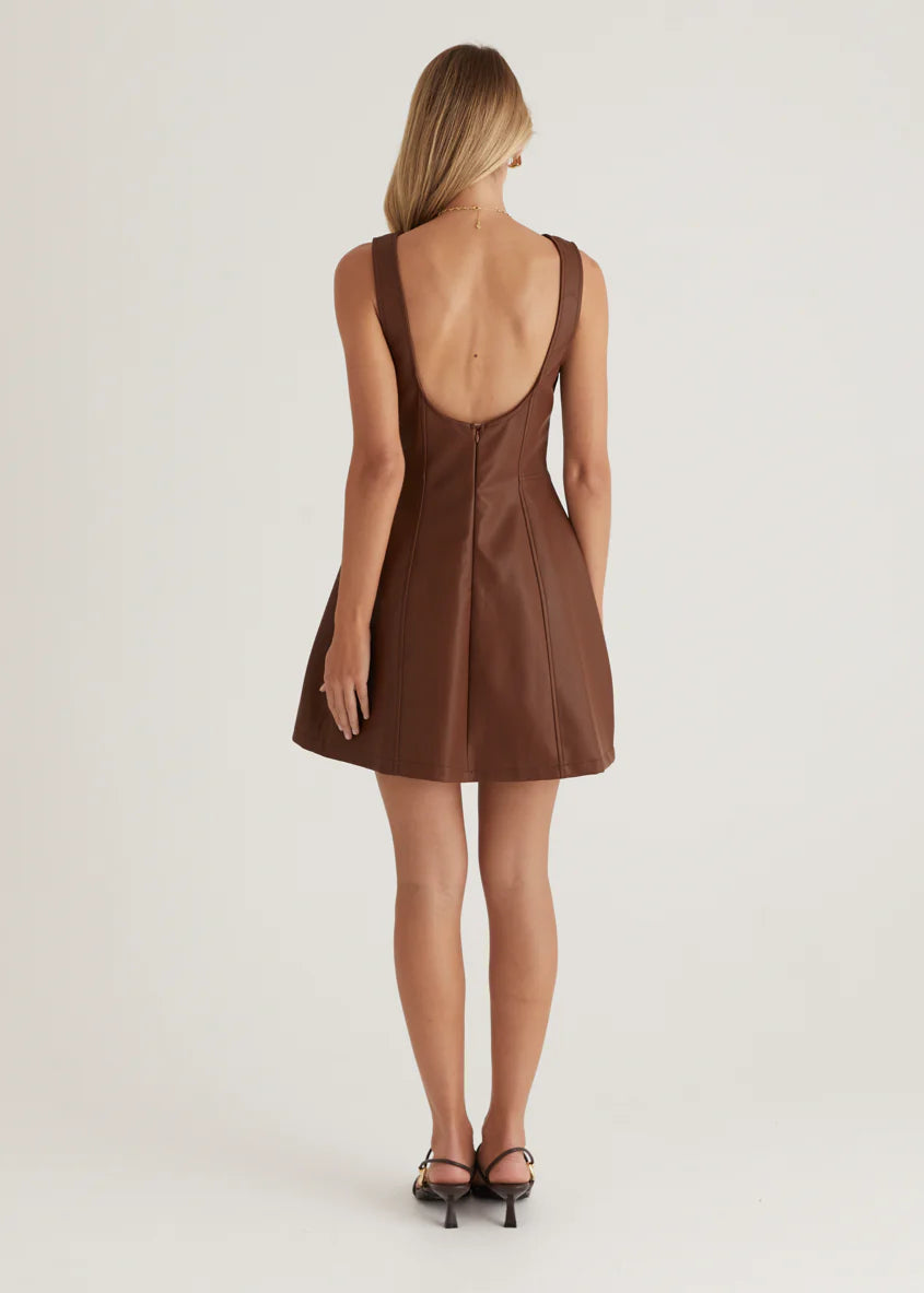 Nirvana PU Dress - Brown
