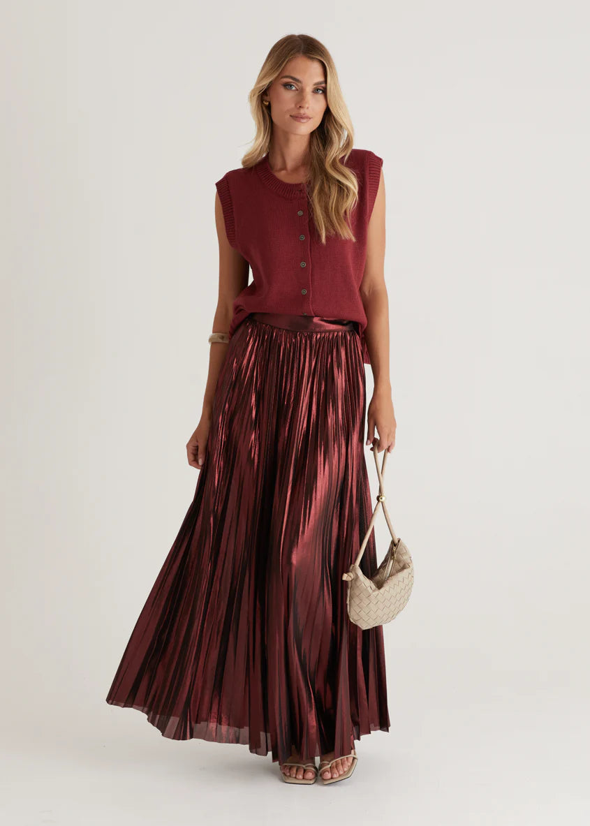 Twilight Midi Skirt - Burgundy