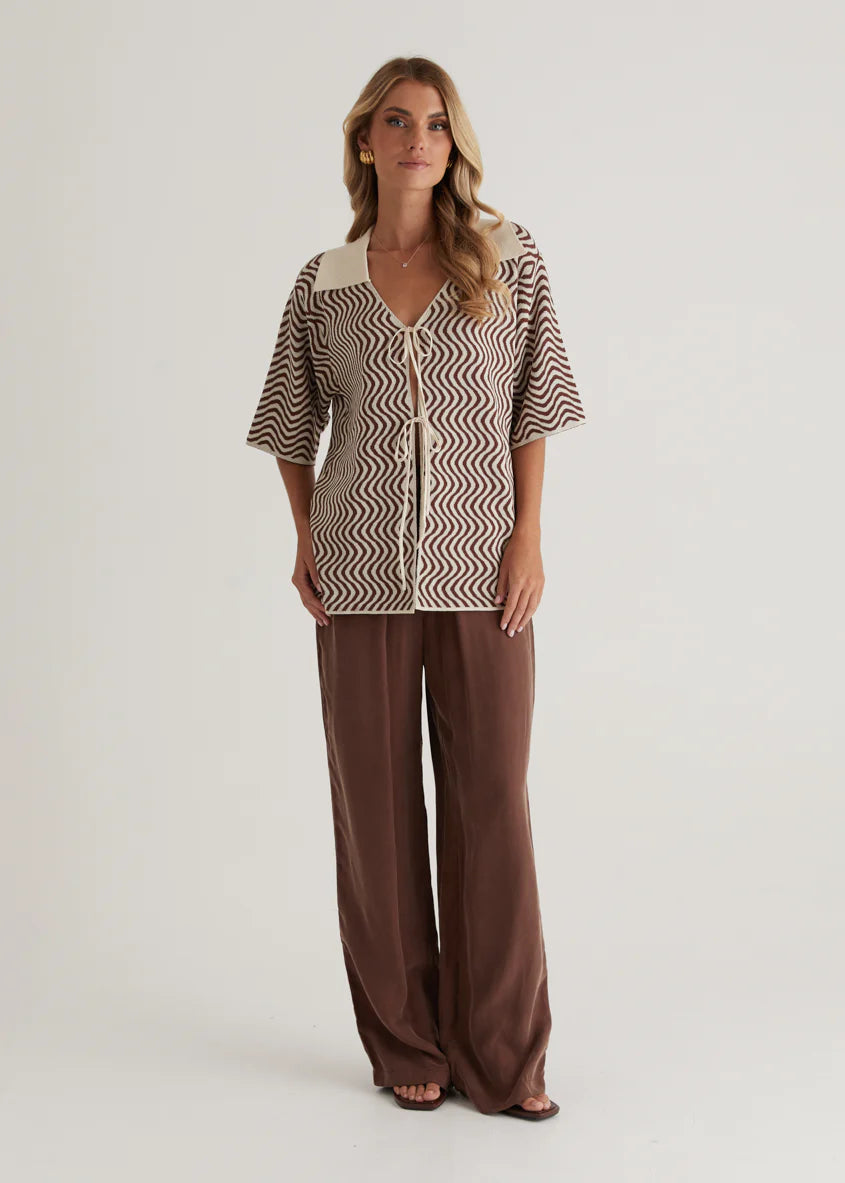 Charley Knit Top - Brown Swirl