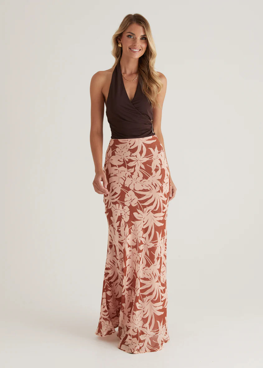 Cartez Maxi Skirt - Bronze Palm