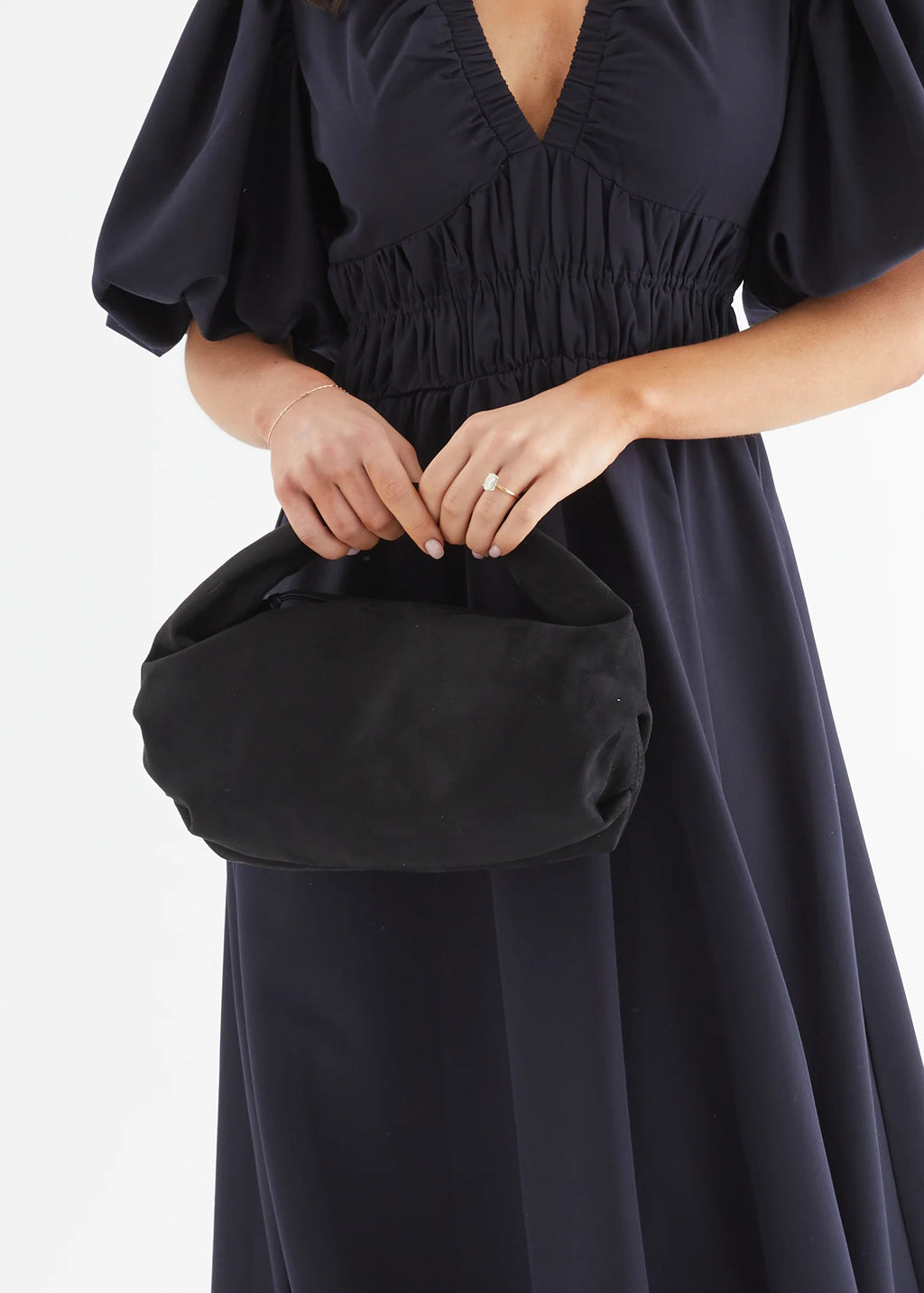 Renee Shoulder Bag - Black Suede