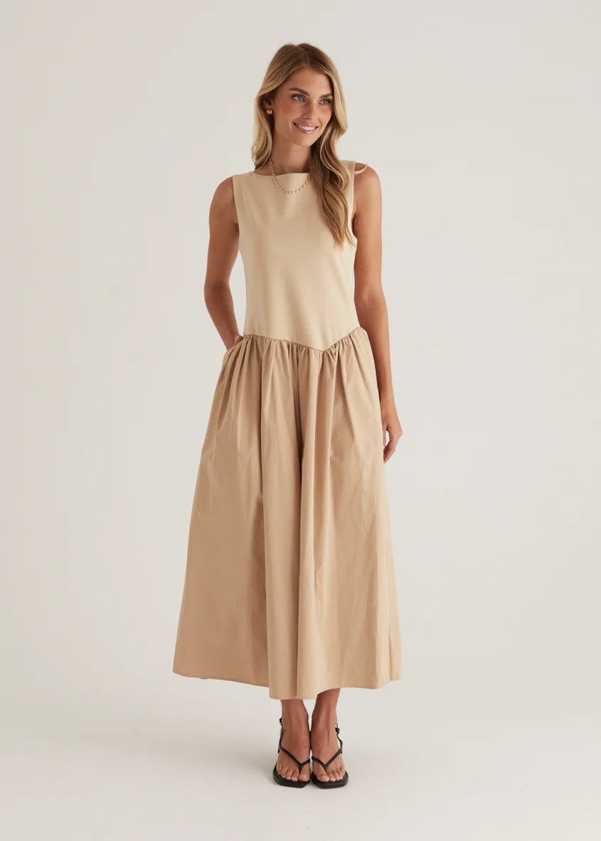 Annaleise Midi Dress - Beige